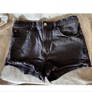 Abercrombie & Fitch Women’s 30x10 The Mom Short High Rise Black Jean Shorts